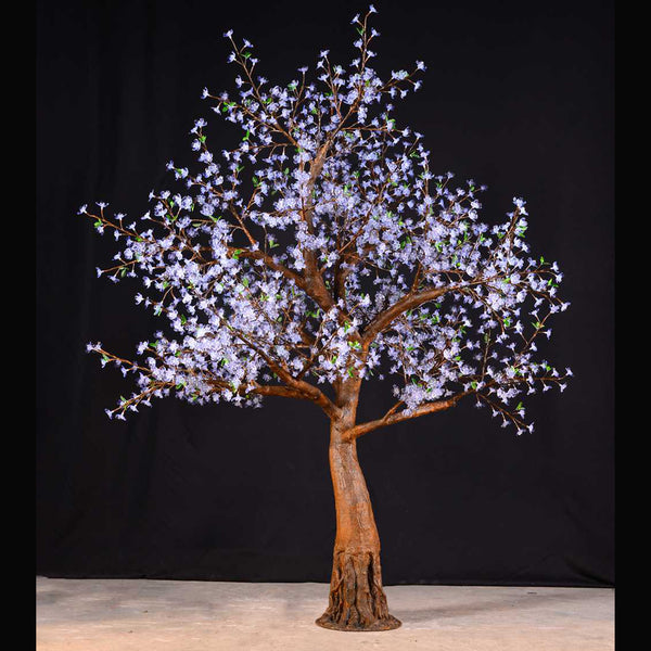 Large white cherry blossom LED tree with a realistic trunk for indoor and outdoor decor.