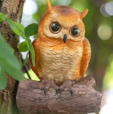 Solar powered owl outdoor decor for patio and garden