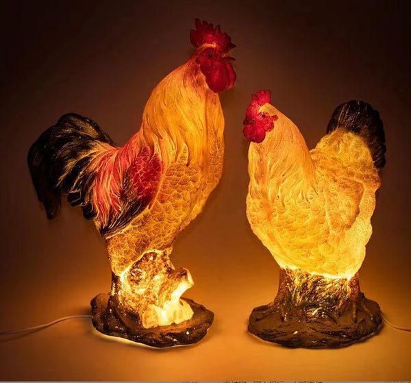 3D Garden Figurine Rooster LED Landscape Lighting Outdoor.