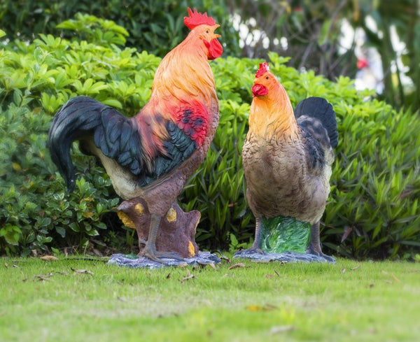 3D Garden Figurine Rooster LED Landscape Lighting Outdoor.