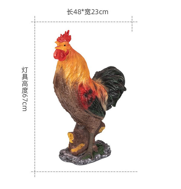 3D Garden Figurine Rooster LED Landscape Lighting Outdoor.