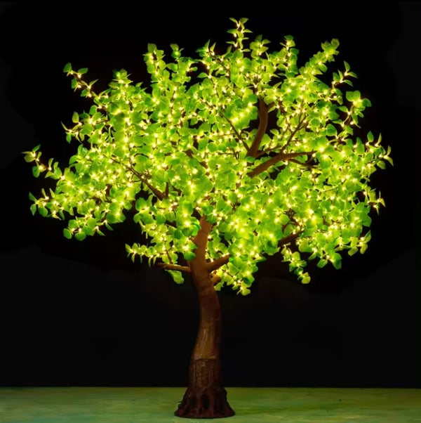 Lighted Aspen Tree Green Leaves  9ft