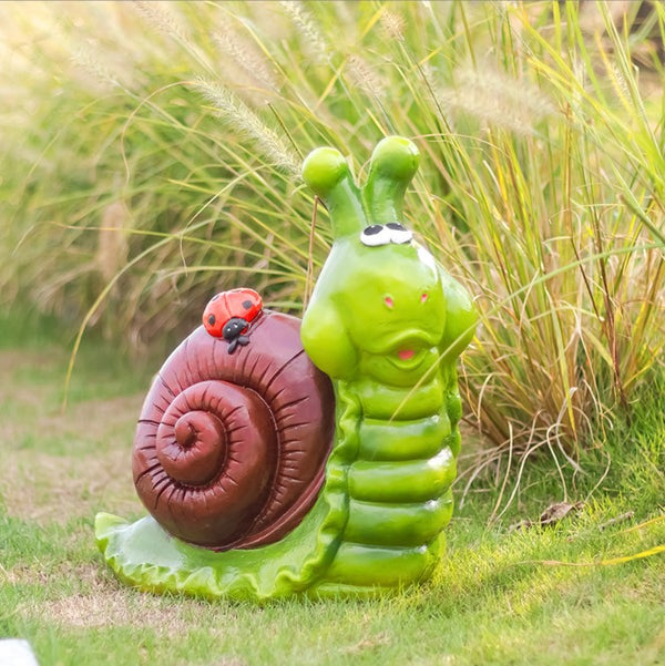 Solar snail garden statue with LED light outdoor decor