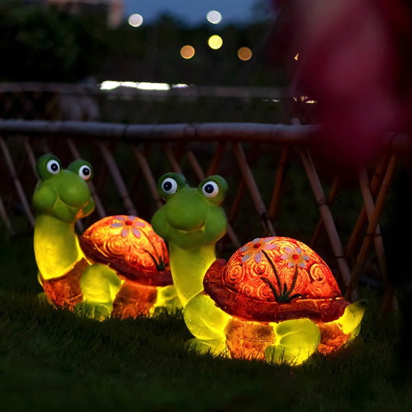 Solar turtle garden statue with LED light outdoor decor