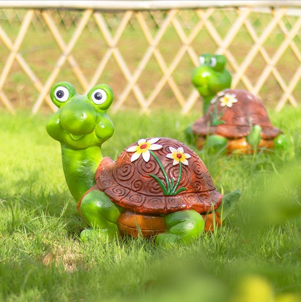Solar turtle garden statue with LED light outdoor decor