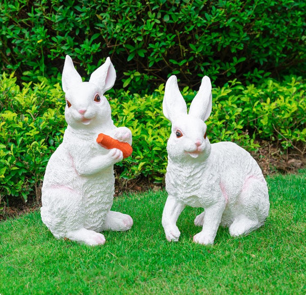 Fiberglass Rabbits LED Solar Home Garden Landscape Lighting