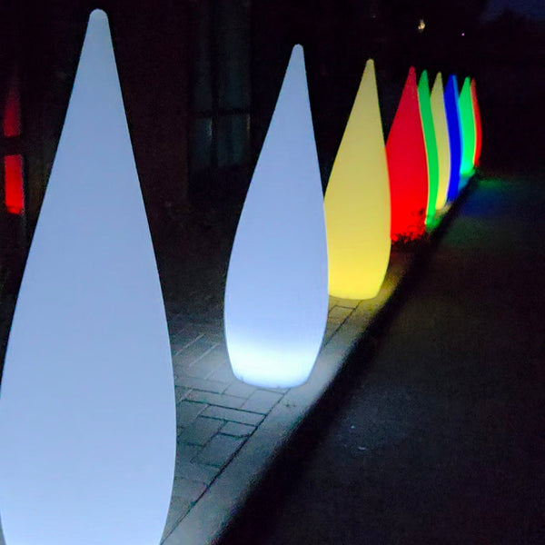 Drop-Shaped RGB LED Garden Light – Solar or Rechargeable Battery, Waterproof Outdoor Decorative Lamp for Patio, Yard, Pathway