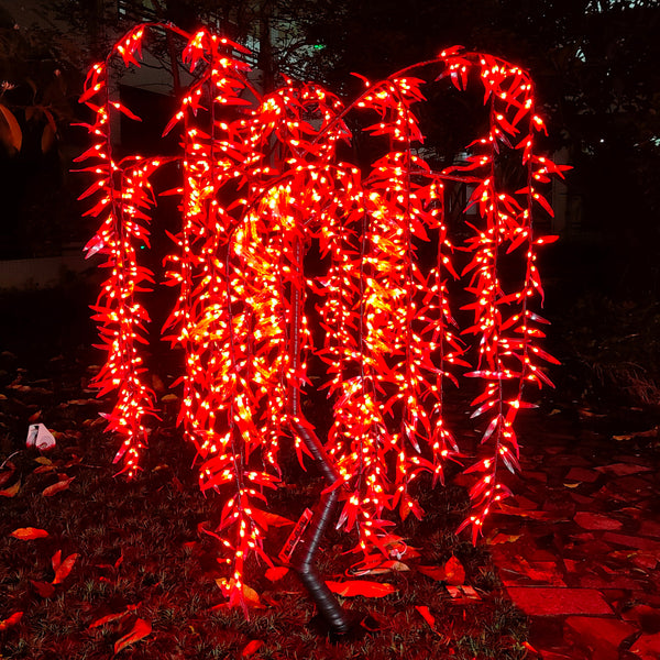 Color changing led artificial weeping willow tree light outdoor