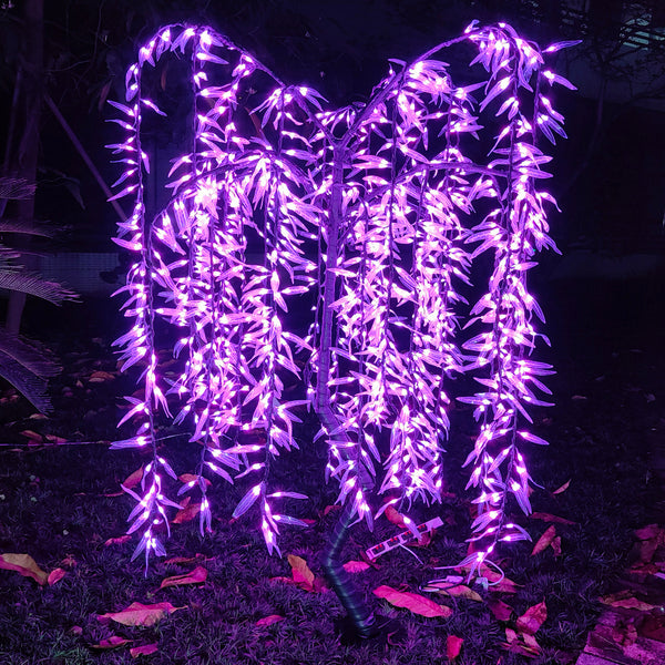 Color changing led artificial weeping willow tree light outdoor