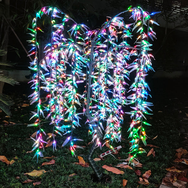 Color changing led artificial weeping willow tree light outdoor