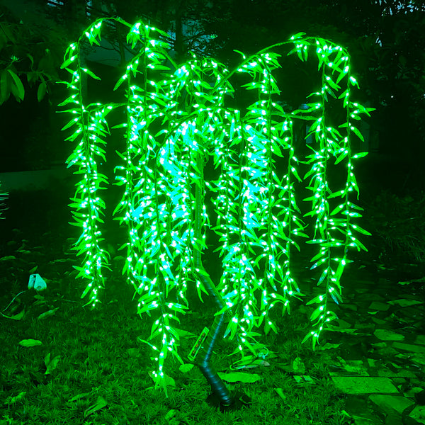 Color changing led artificial weeping willow tree light outdoor