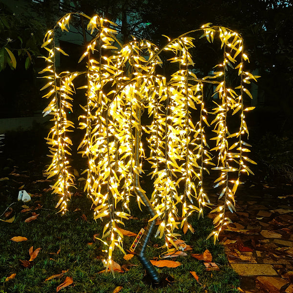Color changing led artificial weeping willow tree light outdoor