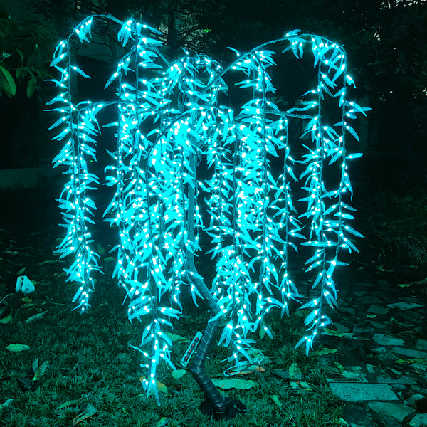 Color changing led artificial weeping willow tree light outdoor