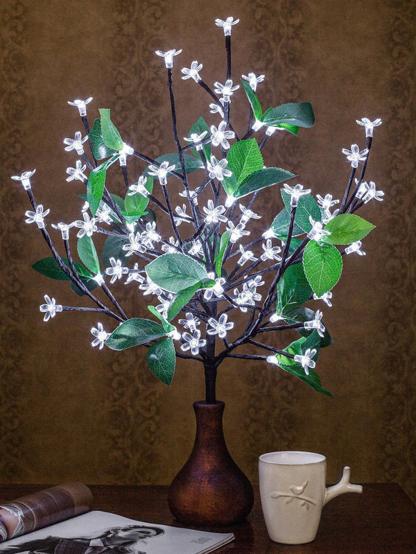 LED Tree Light lamp Sakura with white flowers and green leaves