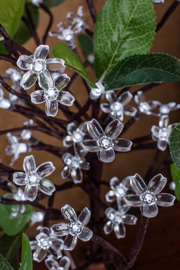 LED Tree Light lamp Sakura with white flowers and green leaves