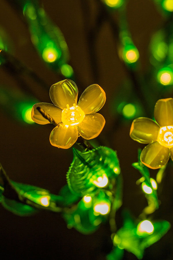 LED branchs Table Flower lamp Fairy lights Green leaves+ Yellow flowers