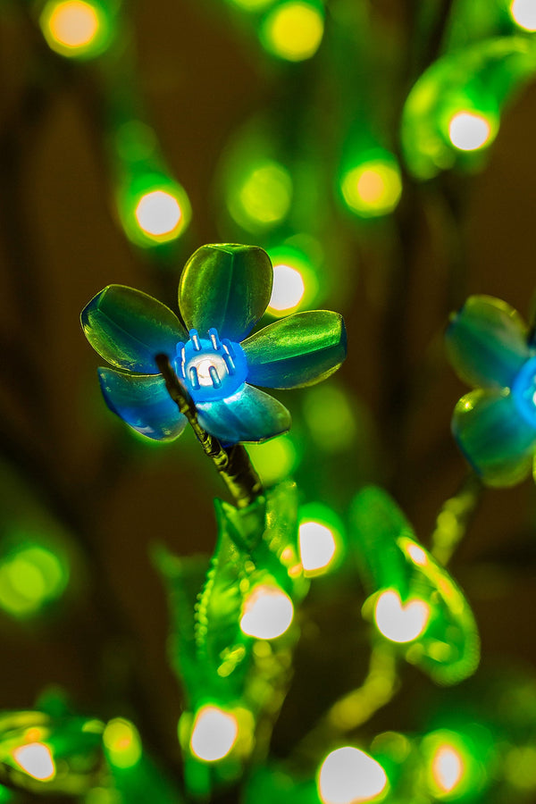 LED branchs Flower lamp Home decor Blue Flower+ Green leaves