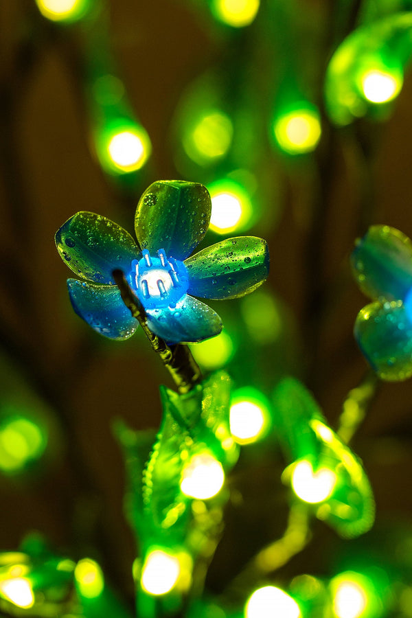 LED branchs Flower lamp Home decor Blue Flower+ Green leaves