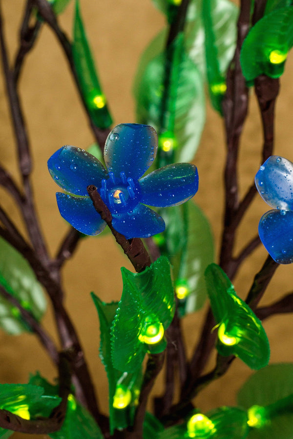 LED branchs Flower lamp Home decor Blue Flower+ Green leaves
