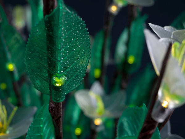 LED tree Flower lamp Green soft silicone leaves and big white flower