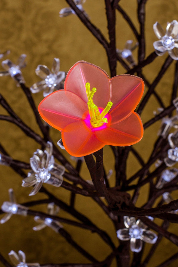 LED Tree with a Pink large Flower and Transparent Flowers