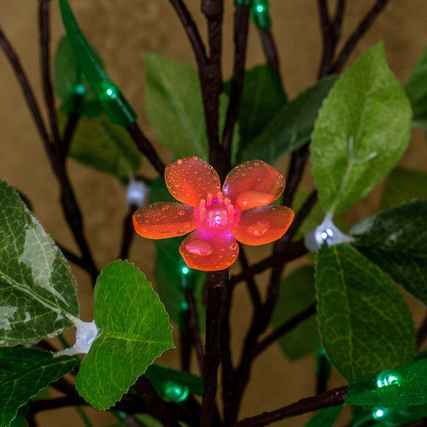 LED tree Lamp  Green Soft Leaves and Pink Flower lamp
