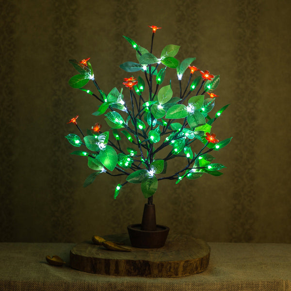 LED Tree Flower lamp Red flower+ green leaves