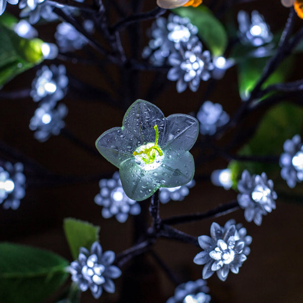 Led Tree Flower Lamp Light White Flowers+ Green Leaves+ Bees