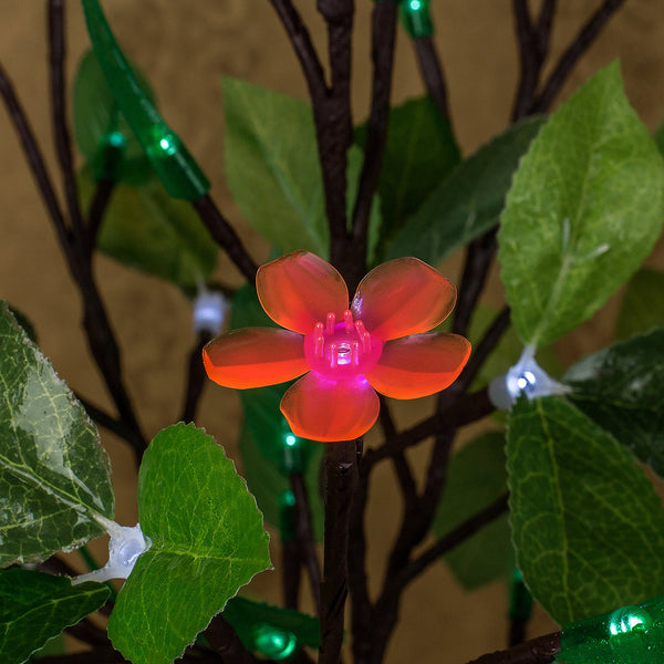 LED tree Lamp  Green Soft Leaves and Pink Flower lamp