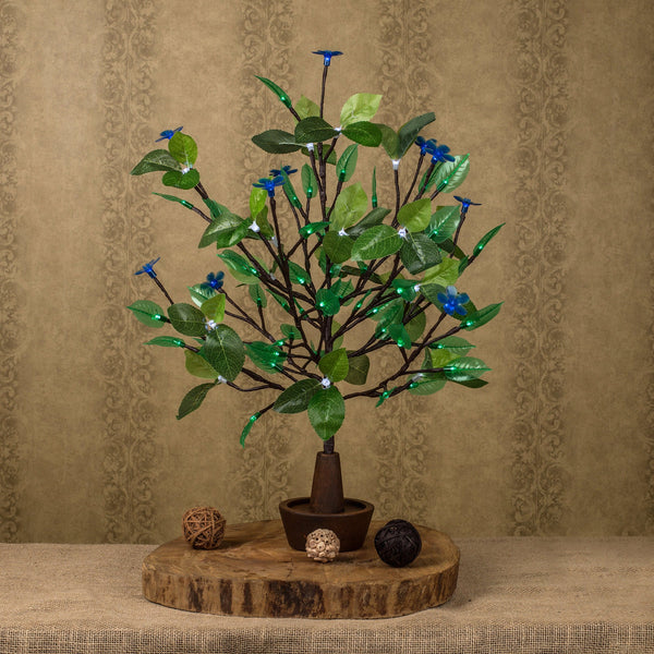 LED Tree Night light Flower lamp Blue flowers+ green leaf
