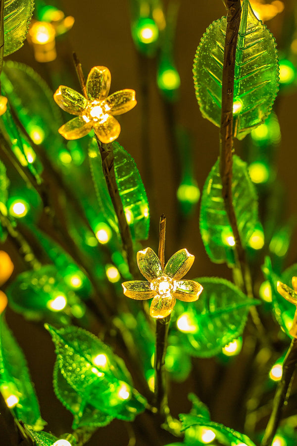 LED branches Flower lamp. ( green leaves and transparent flower)