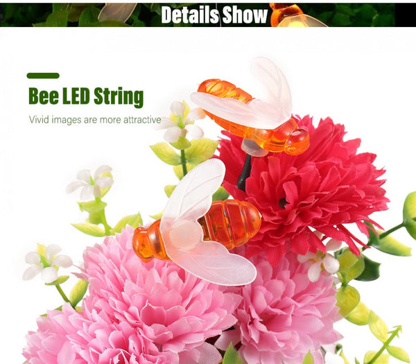 Honey Bee Solar Powered String Lights 30\50 LED Decor for Garden
