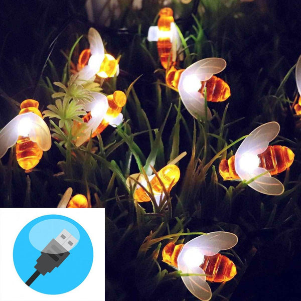 Honey Bees. Holidey Led string lights. new year Party decor. Fairy ligts Bee fairy lights