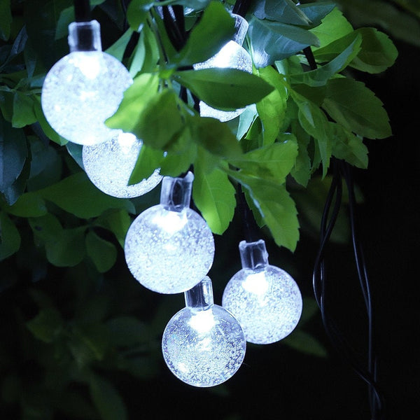 Powered string lights, waterproof white ball lights 32FT