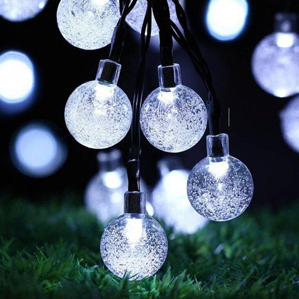 50 led solar powered string lights, waterproof white ball light 32FT