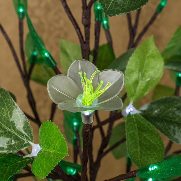 LED Tree Flower lamp White Flower and Green Silicone Leaf+ Triple Leaf