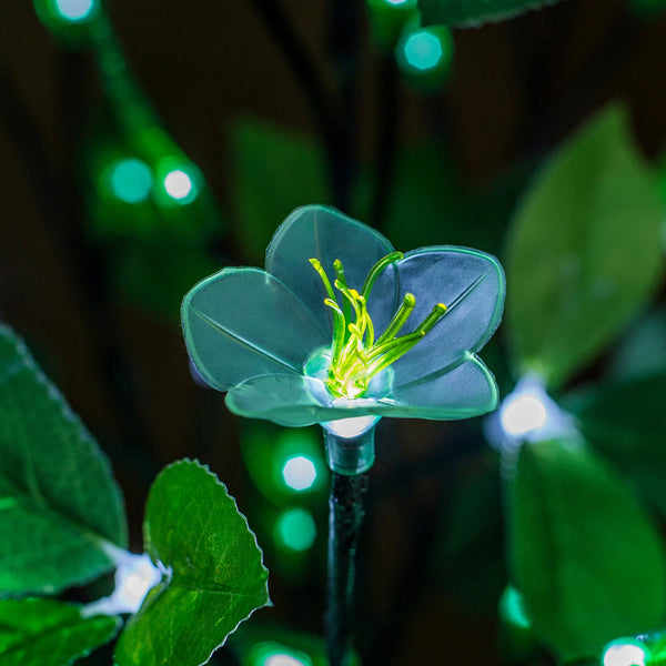 LED Tree Flower lamp White Flower and Green Silicone Leaf+ Triple Leaf