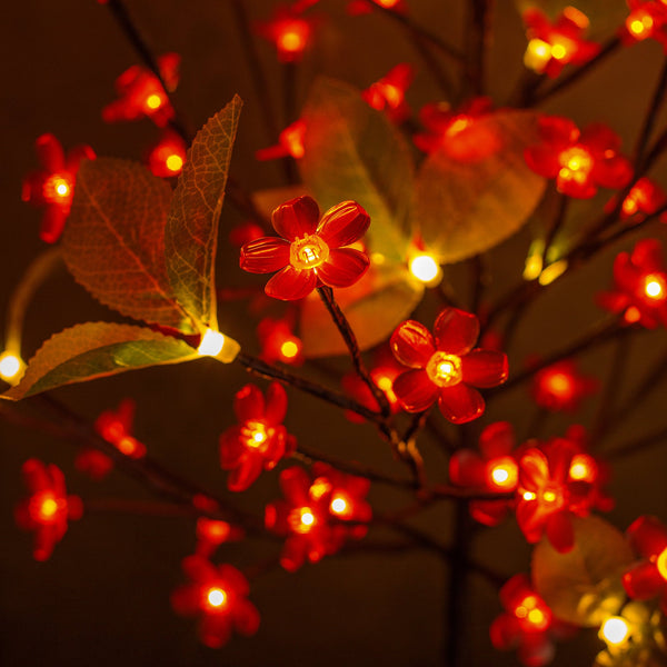 LED Tree Cherry Blossom Sakura Red Flower  Decorative Lights