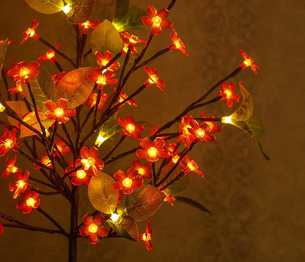 LED Tree Cherry Blossom Sakura Red Flower  Decorative Lights