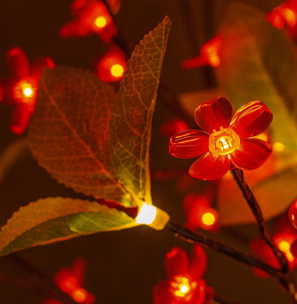 LED Tree Cherry Blossom Sakura Red Flower  Decorative Lights