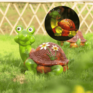 Solar turtle garden statue with LED light outdoor decor