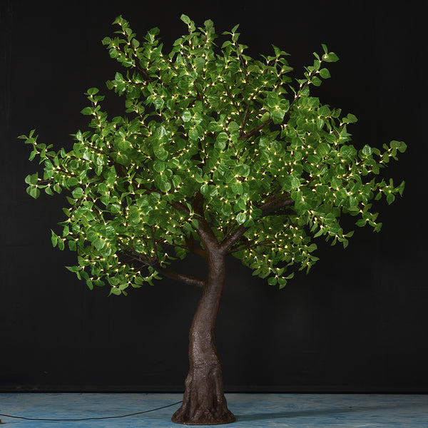 Lighted tree green leaves 9 FT