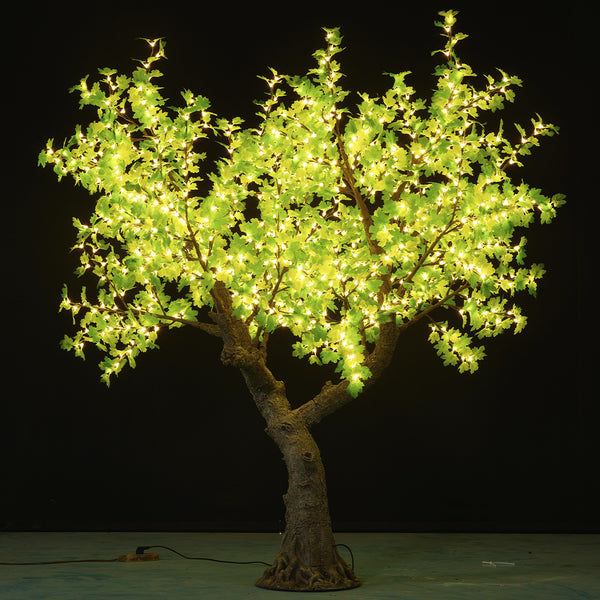 Led Tree Lighted Artificial Green Maple Leaf  Warm White glow 1216 LEDs