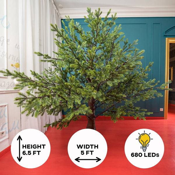 Sale Elite RealWood LED Christmas Tree – 6.5ft | Realistic Trunk, RGB Lights, Free Shipping