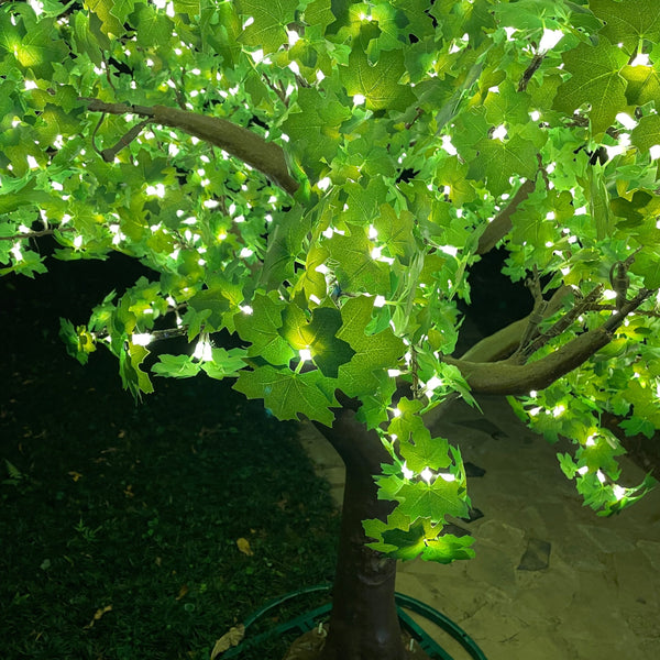 Tall LED Tree Green Maple Leaf 13ft