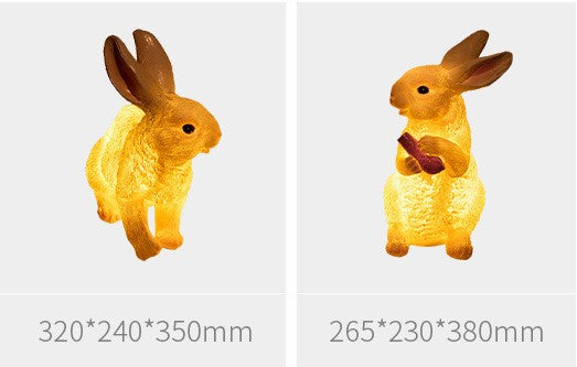 Fiberglass Rabbits LED Solar Home Garden Landscape Lighting