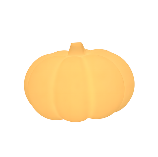 Yellow pumpkin-shaped object on a white background