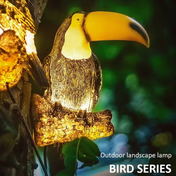 Solar toucan lantern garden statue with LED light outdoor patio decor