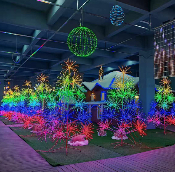 RGB LED Firework Tree with multicolor starburst lights for indoor events