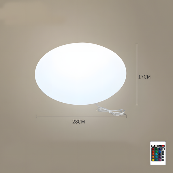 Oval LED Lamp, Rechargeable RGB Light with Remote, Waterproof Glow Table for Home, Garden, Patio, Pool Party Decoration
